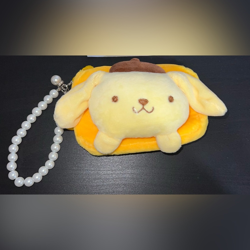 *new* Sanrio Pompom Fluffy Coin Purse Zip Keychain
